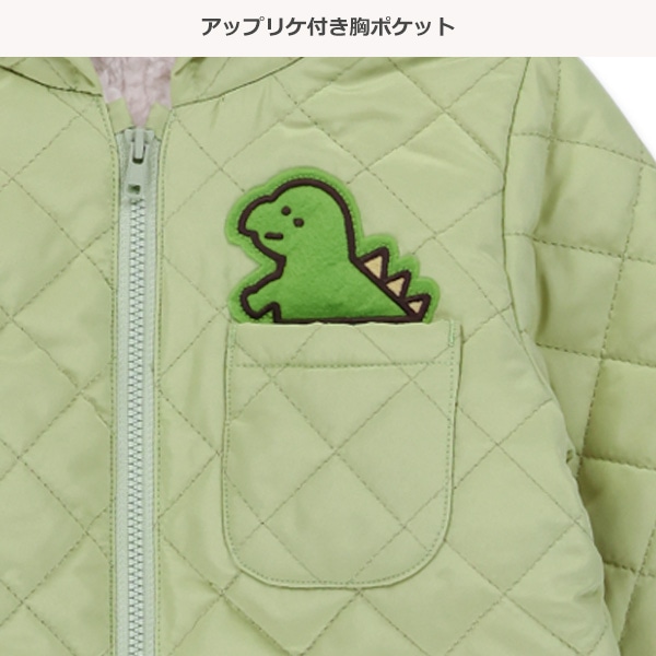 キルティングフードモチーフ付き恐竜ジャンプスーツ