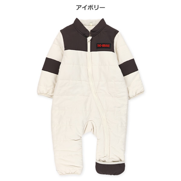 裏フリース胸袖切り替えジャンプスーツ