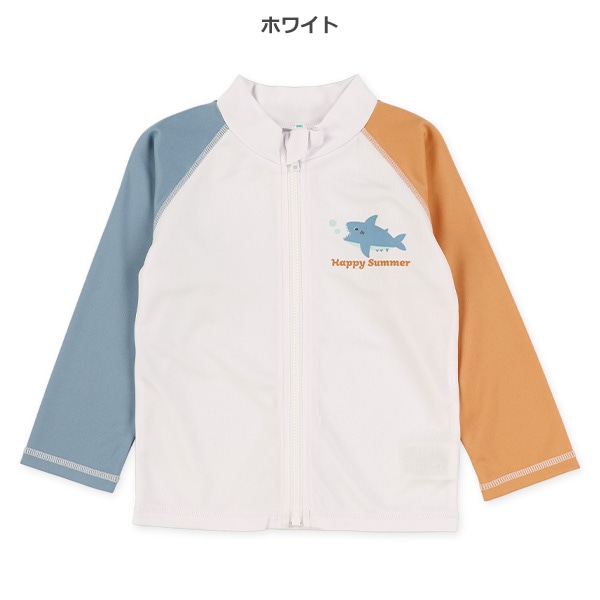 サメ柄袖配色ラッシュガード