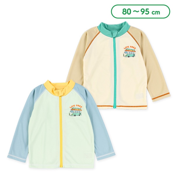 配色レトロカーワンポイントラッシュガード