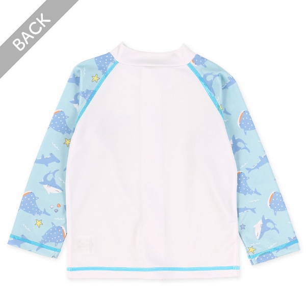 袖サメ柄胸ワンポイントラッシュガード