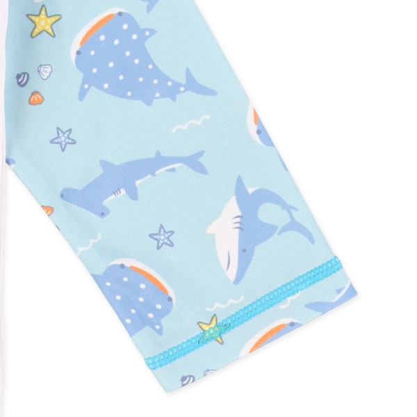 袖サメ柄胸ワンポイントラッシュガード