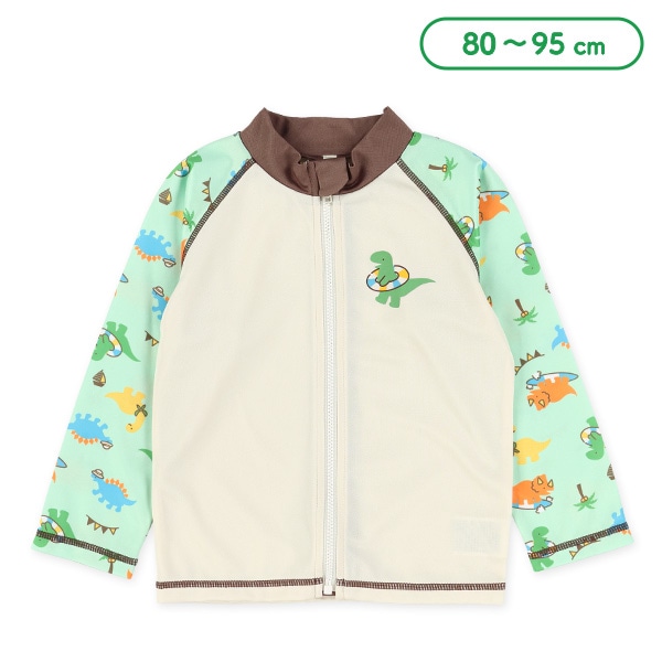 袖カラフル恐竜胸ワンポイントラッシュガード