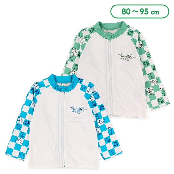 恐竜チェッカー柄ラッシュガード