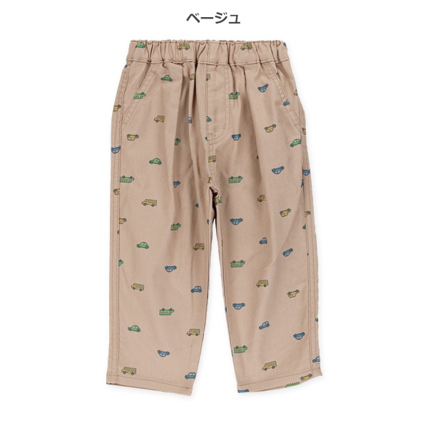 ツイルくるま総柄テーパードパンツ
