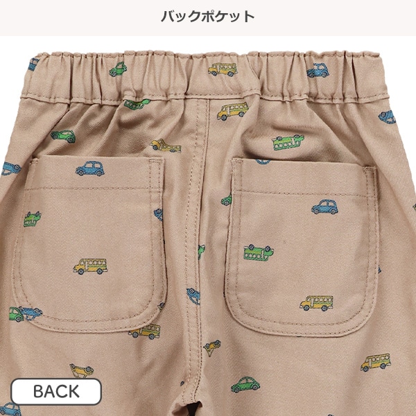 ツイルくるま総柄テーパードパンツ