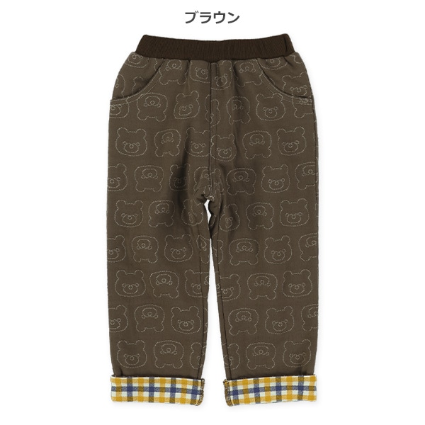 ニットキルトくま総柄ロングパンツ