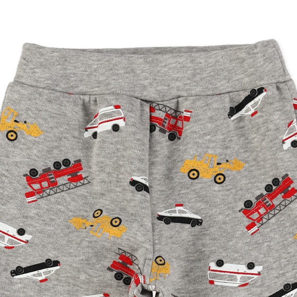 裏起毛はたらくくるま柄ニットロングパンツ