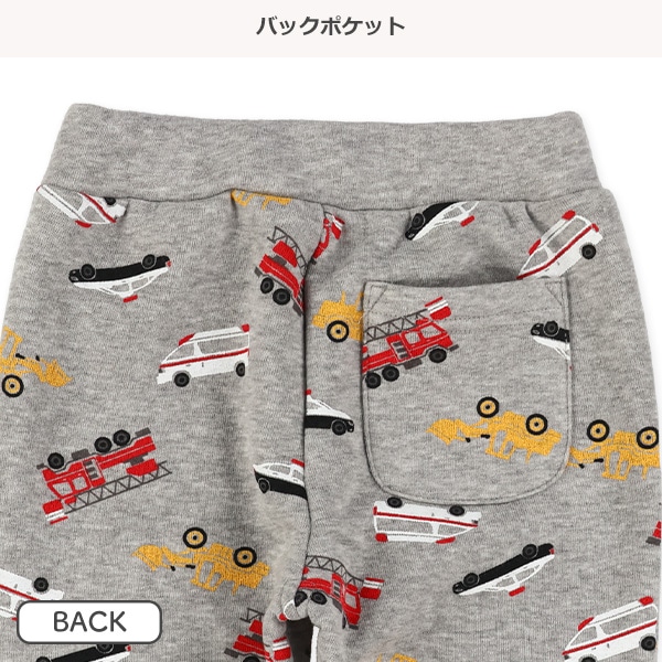 裏起毛はたらくくるま柄ニットロングパンツ