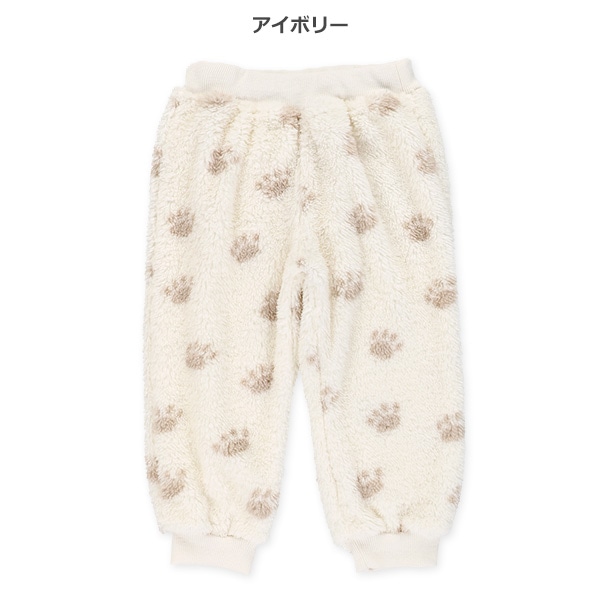 ボアフリースアニマル足あと柄パンツ