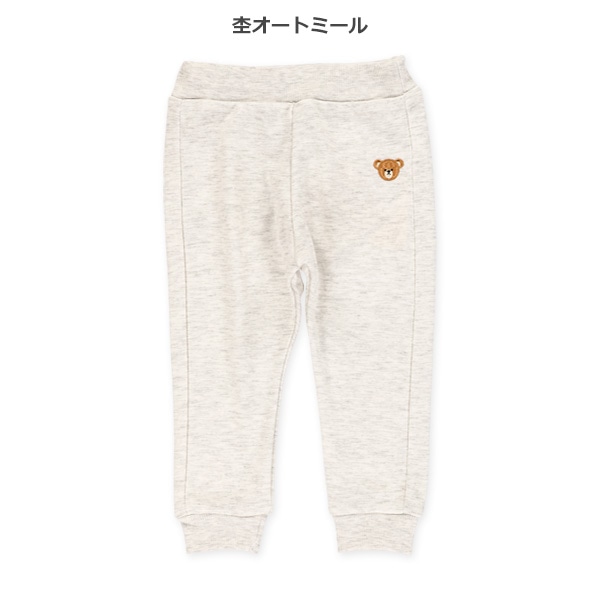 裏毛刺繍ワンポイント裾リブパンツ