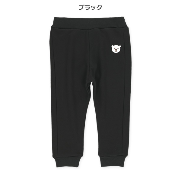 裏毛刺繍ワンポイント裾リブパンツ