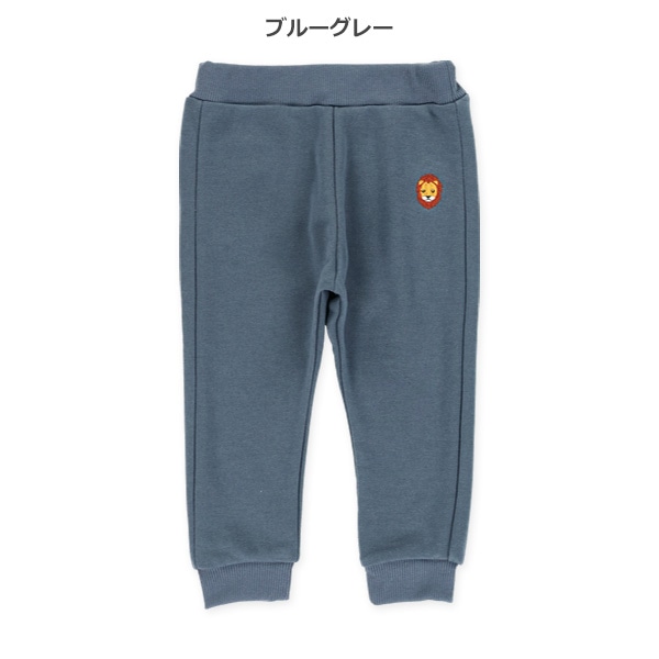 裏毛刺繍ワンポイント裾リブパンツ