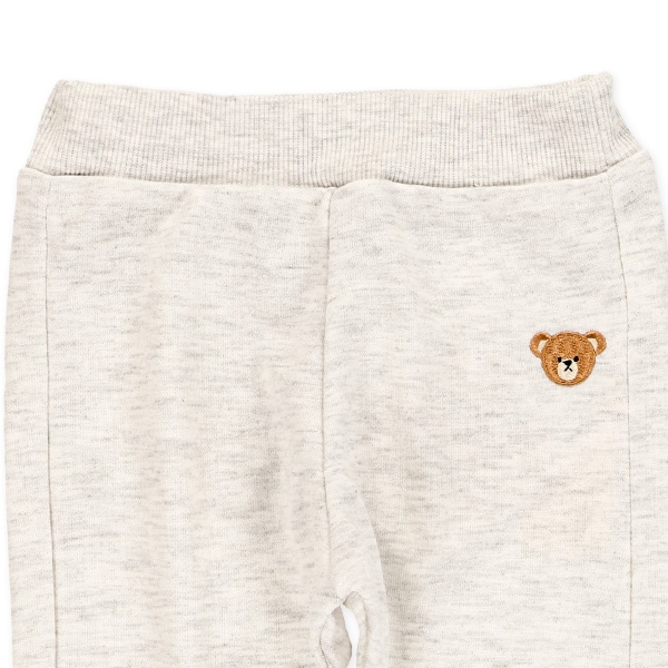 裏毛刺繍ワンポイント裾リブパンツ