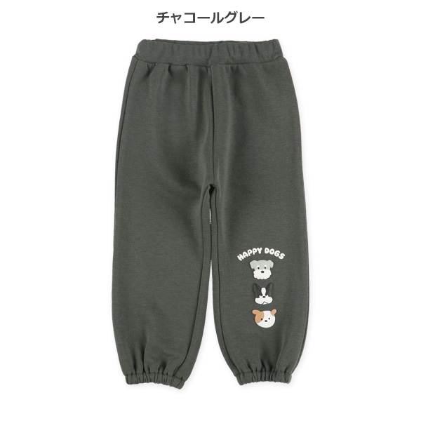 10分丈裏起毛裾いぬ発泡プリントロングパンツ
