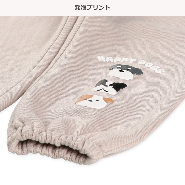 10分丈裏起毛裾いぬ発泡プリントロングパンツ