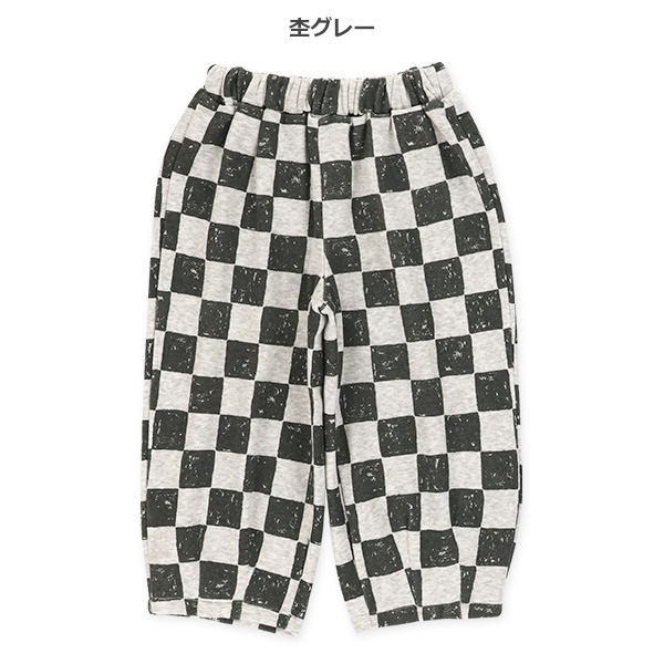 裏起毛パイル総柄タックパンツ