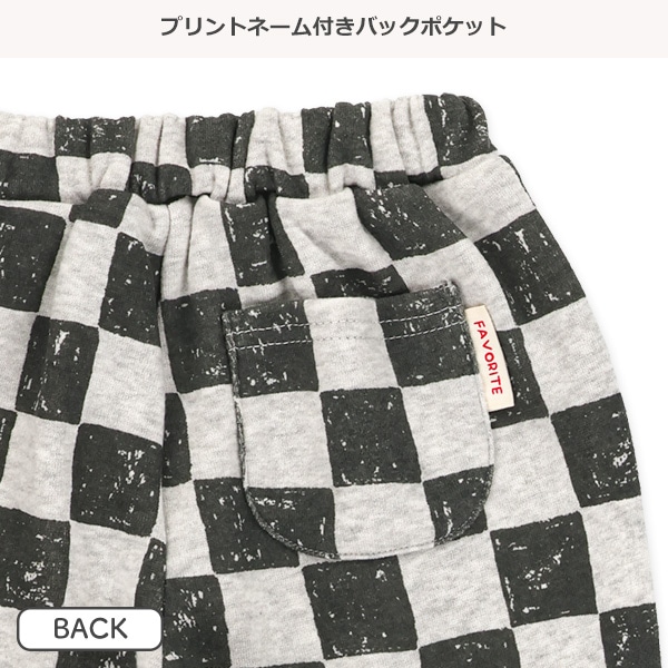 裏起毛パイル総柄タックパンツ
