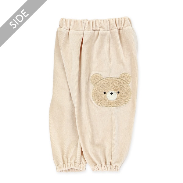 ニットコールストレッチくまボアアップリケパンツ