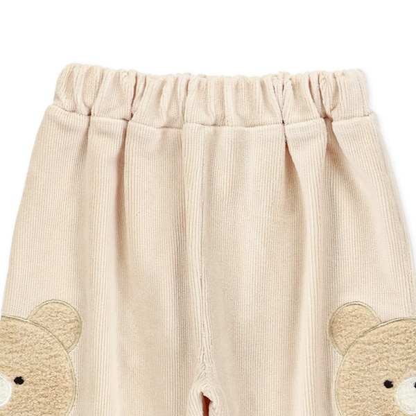ニットコールストレッチくまボアアップリケパンツ