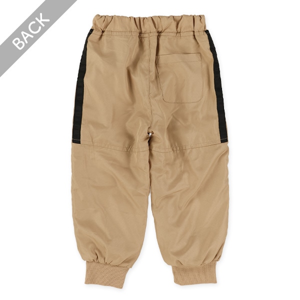 タフタ裏フリース裾リブロングパンツ