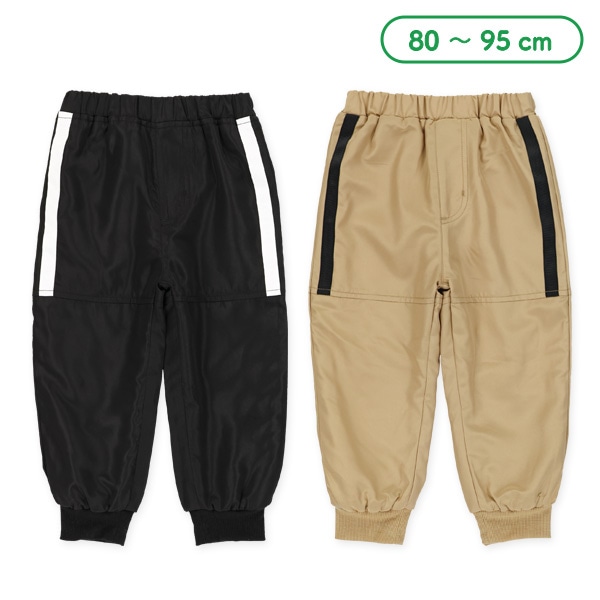裏フリース裾リブタフタロングパンツ