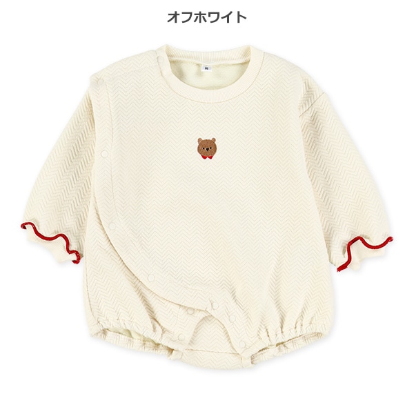 ジャガードキルト長袖ダルマロンパース