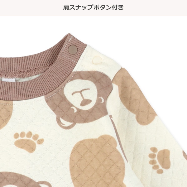キルトくま総柄長袖カバーオール