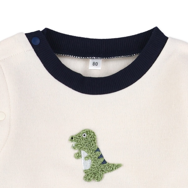 裏起毛恐竜サガラ刺繍長袖カバーオール
