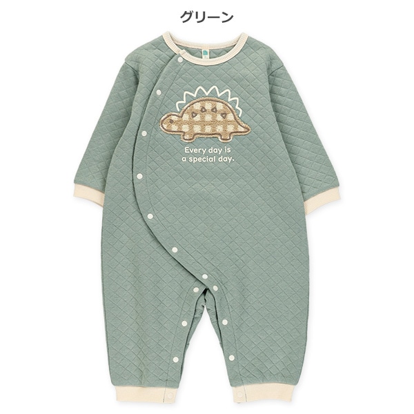 キルトサガラ刺繍長袖カバーオール