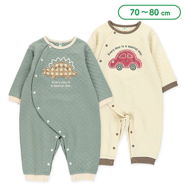 キルトサガラ刺繍長袖カバーオール