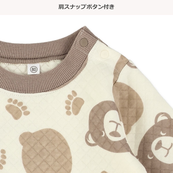 キルトくま総柄長袖カバーオール