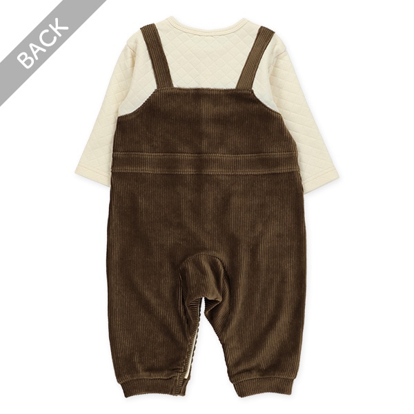 ニットコール切り替え長袖カバーオール