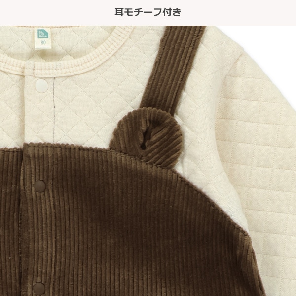 ニットコール切り替え長袖カバーオール