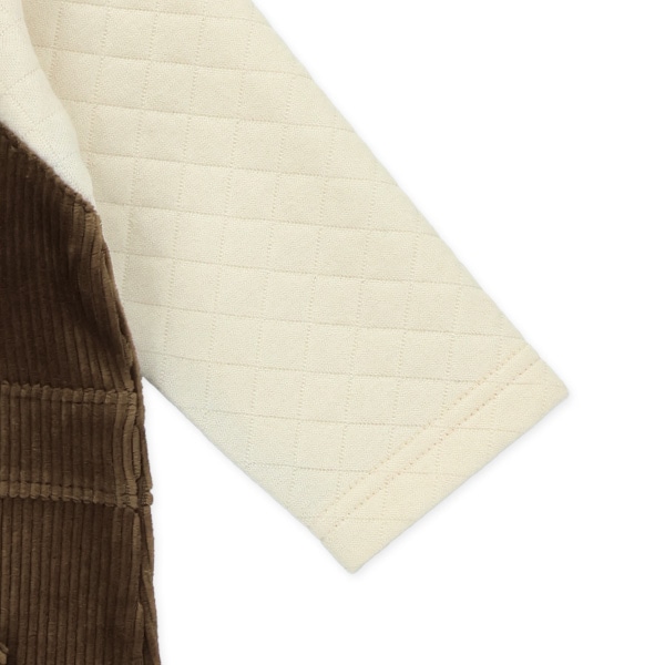 ニットコール切り替え長袖カバーオール