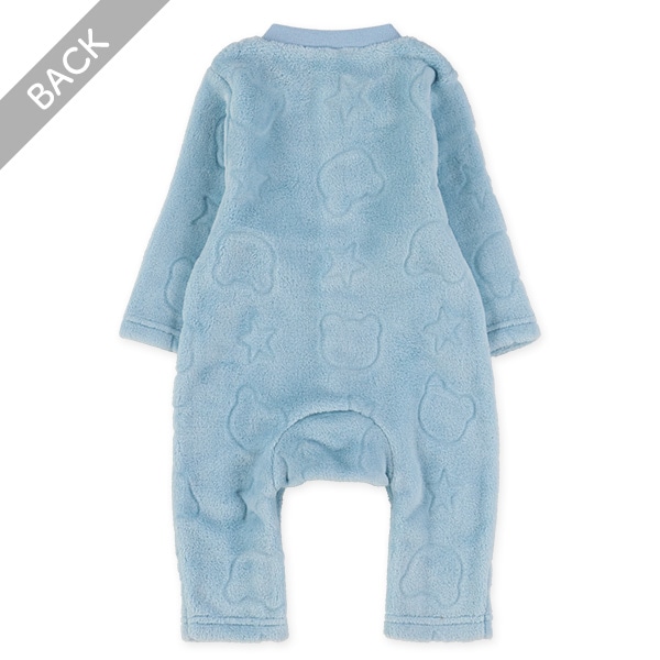 フリースエンボスくま星柄長袖カバーオール