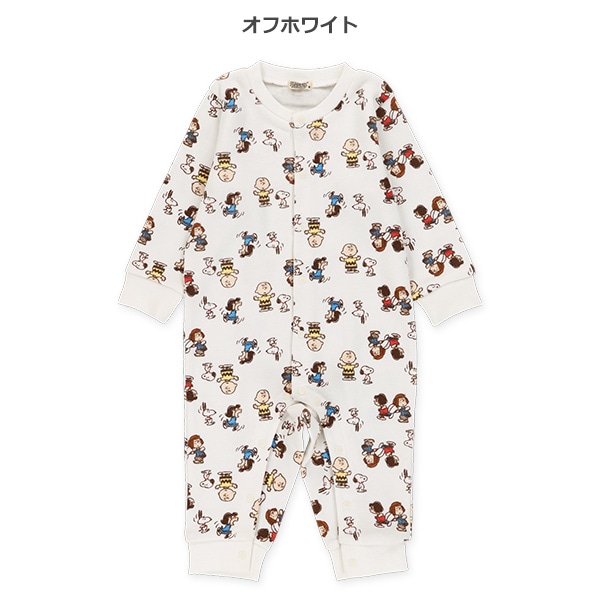 裏起毛総柄長袖カバーオール（スヌーピー）