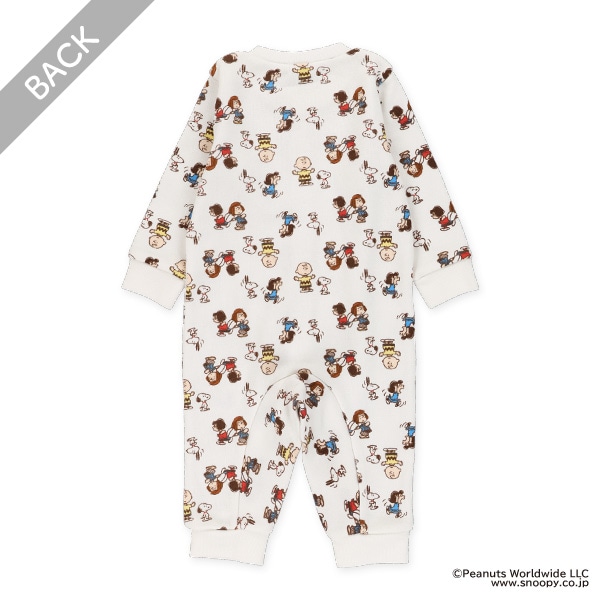 裏起毛総柄長袖カバーオール（スヌーピー）