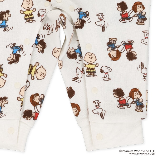 裏起毛総柄長袖カバーオール（スヌーピー）