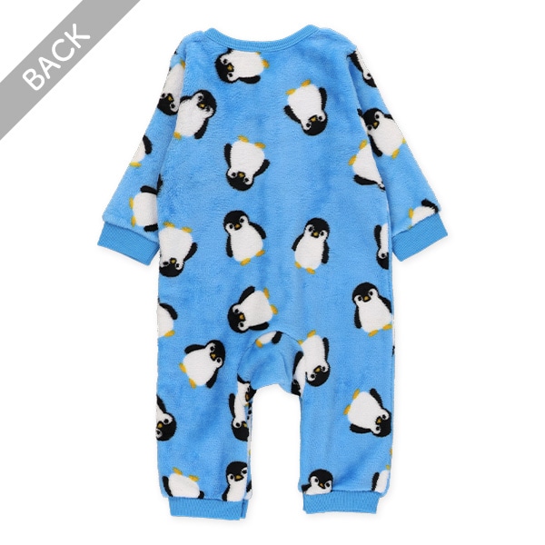 フリースペンギン総柄長袖カバーオール