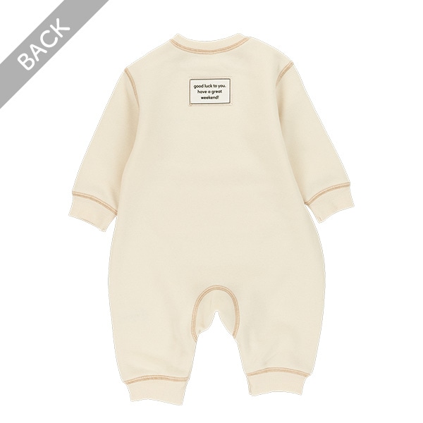 裏起毛配色ステッチ長袖カバーオール