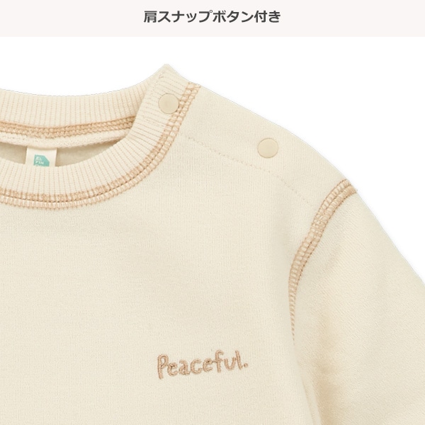 裏起毛配色ステッチ長袖カバーオール