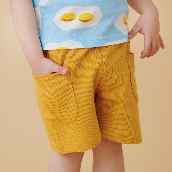 ワッフルポケット付きハーフパンツ