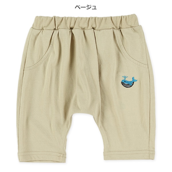 4分丈海の生き物刺繍サルエルパンツ