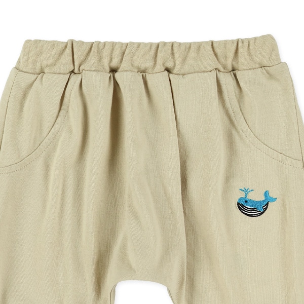 4分丈海の生き物刺繍サルエルパンツ