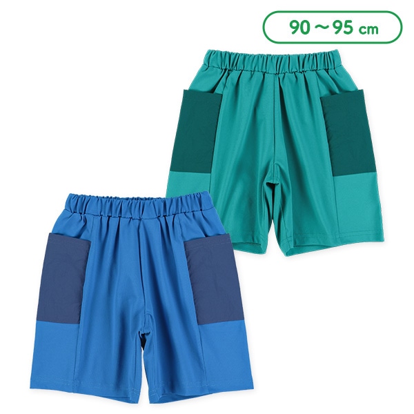 5分丈エステル天竺ポケット付きハーフパンツ