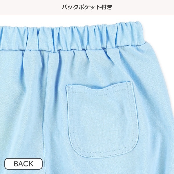 4分丈裾ゴムデザインポケット付き恐竜パンツ