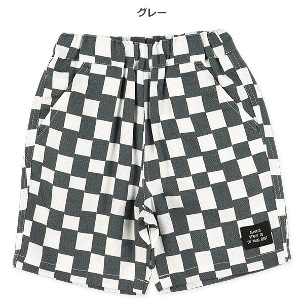 ムラ糸チェッカー柄ハーフパンツ