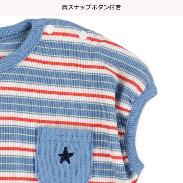 テレコボーダー胸ポケットカバーオール