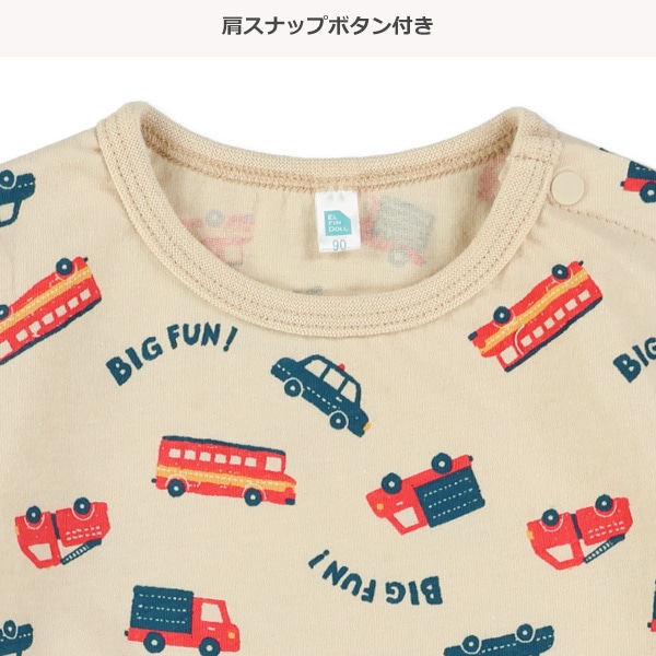 くるま総柄切り替え風半袖カバーオール
